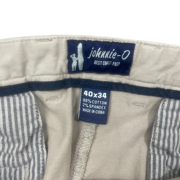 Johnnie-O 40 x 34 Khaki Zipper Straight Leg Pants  Cotton Blend‎ Pockets - Pict - Picture 3 of 6